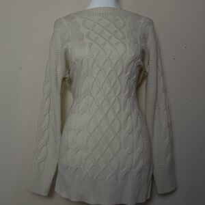 Women's Cable Knit Sweater dress - Cream